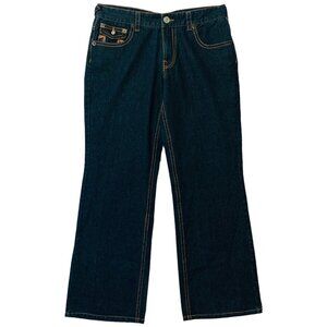 True Religion Ricky Super T Jeans Mens 36x34 Dark Wash Orange Stitch Flap Pocket